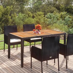 Gartentisch mit Holzplatte Schwarz 150x90x75 cm Poly Rattan vidaXL - Schwarz