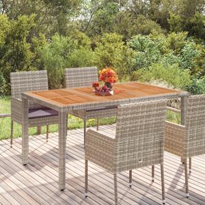 Gartentisch mit Holzplatte Grau 150x90x75 cm Poly Rattan vidaXL - Grau