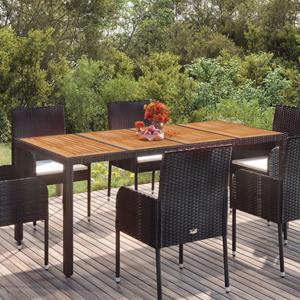 Gartentisch mit Holzplatte Schwarz 190x90x75 cm Poly Rattan vidaXL - Schwarz