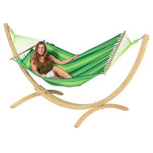 Tropilex Hangmat met Standaard Eénpersoons Wood & Relax Green Groen