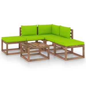 VIDAXL 6-tlg. Garten-lounge-set Mit Hellgrünen Kissen