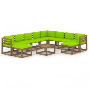 VIDAXL 11-tlg. Garten-lounge-set Mit Kissen Hellgrün