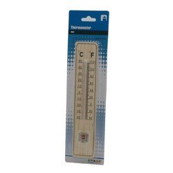 Binnen/buiten thermometer hout 21 x 4 cm - Binnen/buitenthermometers - Buitenthermometers