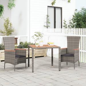 VIDAXL Gartentisch Mit Holzplatte Grau Poly Rattan & Massivholz Akazie