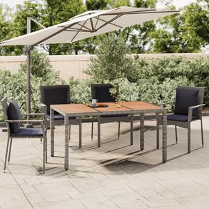 VIDAXL Gartentisch Mit Holzplatte Grau Poly Rattan & Massivholz Akazie