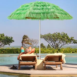 costway Hawaii Parasol 200 cm Reistriet Marktparasol Tuinparasol Kantelbaar Terrasparasol voor Tuin Strand Outdoor Groen