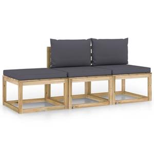 VIDAXL 3-tlg. Garten-lounge-set Mit Anthrazit Kissen