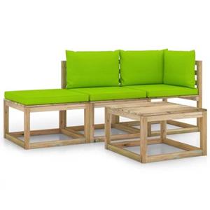 VIDAXL 4-tlg. Garten-lounge-set Mit Hellgrünen Kissen