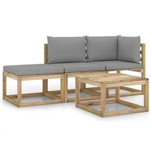 VIDAXL 4-tlg. Garten-lounge-set Mit Grauen Kissen