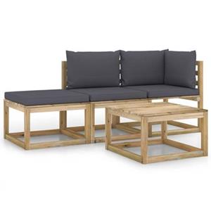 VIDAXL 4-tlg. Garten-lounge-set Mit Anthrazit Kissen