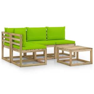 VIDAXL 5-tlg. Garten-lounge-set Mit Hellgrünen Kissen