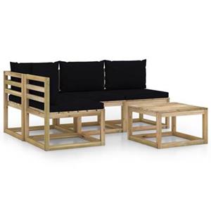 VIDAXL 5-tlg. Garten-lounge-set Mit Schwarzen Kissen