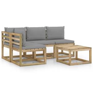 VIDAXL 5-tlg. Garten-lounge-set Mit Grauen Kissen