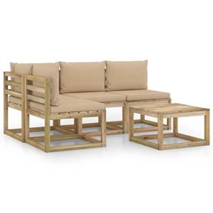 VIDAXL 5-tlg. Garten-lounge-set Mit Beige Kissen