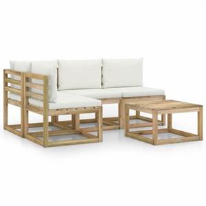 VIDAXL 5-tlg. Garten-lounge-set Mit Creme Kissen