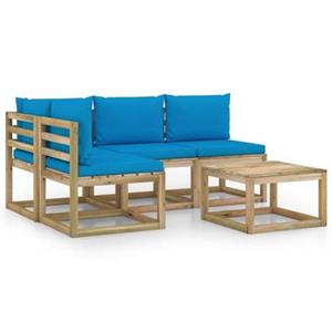 VIDAXL 5-tlg. Garten-lounge-set Mit Hellblauen Kissen