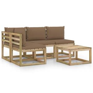 VIDAXL 5-tlg. Garten-lounge-set Mit Taupe Kissen