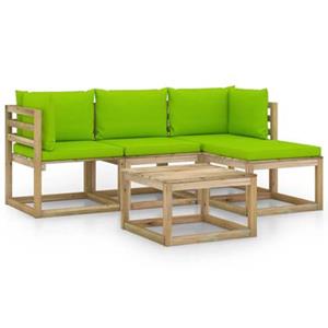 VIDAXL 5-tlg. Garten-lounge-set Mit Hellgrünen Kissen