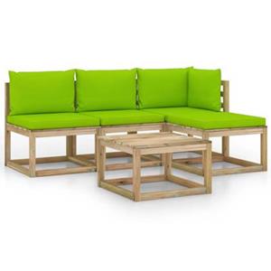 VIDAXL 5-tlg. Garten-lounge-set Mit Hellgrünen Kissen