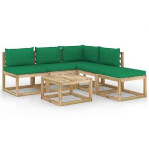 VIDAXL 6-tlg. Garten-lounge-set Mit Grünen Kissen