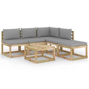 VIDAXL 6-tlg. Garten-lounge-set Mit Grauen Kissen