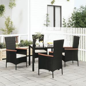 VIDAXL Gartenstühle Mit Kissen 4 Stk. Poly Rattan Schwarz