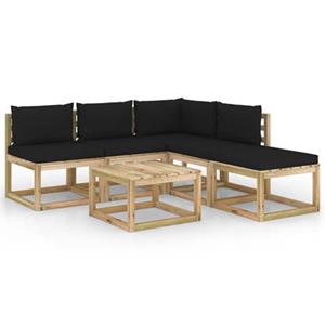 VIDAXL 6-tlg. Garten-lounge-set Mit Schwarzen Kissen