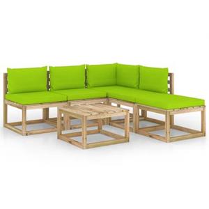 VIDAXL 6-tlg. Garten-lounge-set Mit Hellgrünen Kissen