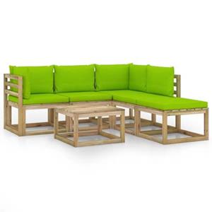 VIDAXL 6-tlg. Garten-lounge-set Mit Hellgrünen Kissen