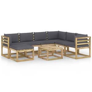 VIDAXL 8-tlg. Garten-lounge-set Mit Kissen Imprägniertes Kiefernholz