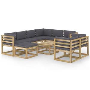 VIDAXL 10-tlg. Garten-lounge-set Mit Kissen Imprägniertes Kiefernholz