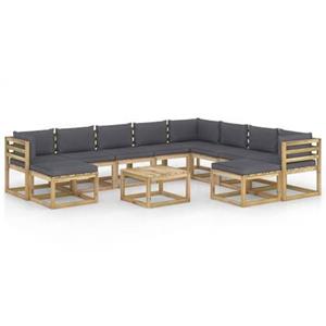 VIDAXL 11-tlg. Garten-lounge-set Mit Kissen Imprägniertes Kiefernholz