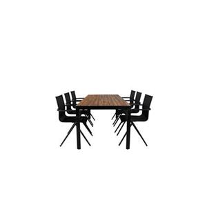 ebuy24 Bois Gartenset Tisch 90x205cm und 6 Stühle salu Alina schwarz, natur. - Schwarz