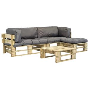 VIDAXL 4-tlg. Garten-lounge-set Paletten Graue Auflagen Holz