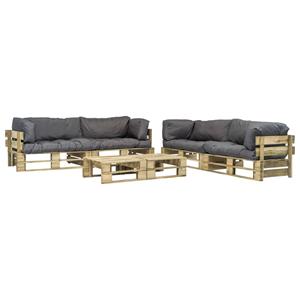 VIDAXL 6-tlg. Garten-lounge-set Paletten Graue Auflagen Holz