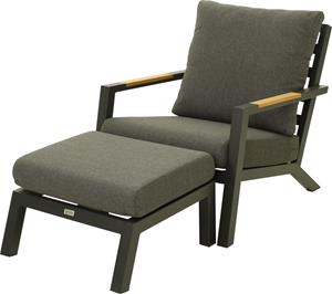 Relax Loungestoel Andorra Teak Grey Matt - Royal Grey met voetenbank