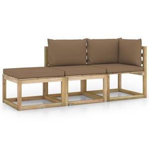 VIDAXL 3-tlg. Garten-lounge-set Mit Taupe Kissen