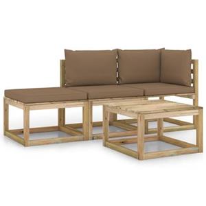 VIDAXL 4-tlg. Garten-lounge-set Mit Taupe Kissen