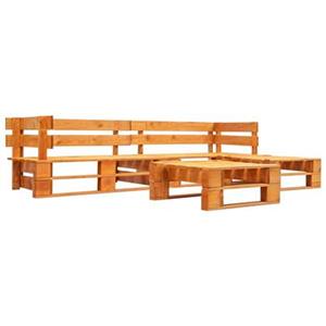 VIDAXL 4-tlg. Garten-paletten-sofagarnitur Holz Honigbraun