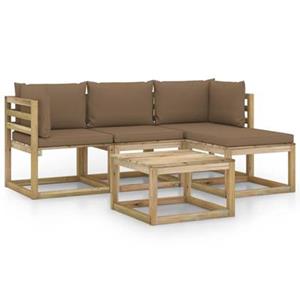 VidaXL 5-delige Loungeset met taupe kussens