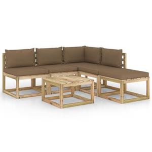 vidaXL Garten-Essgruppe 6-tlg Garten Lounge Set mit Taupe Kissen Sitzgruppe Set Loungemöbel