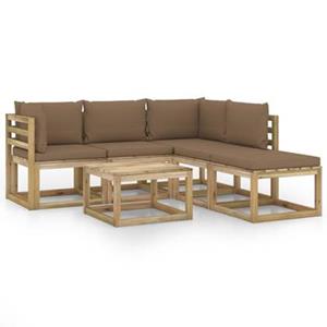 VidaXL 6-delige Loungeset met taupe kussens