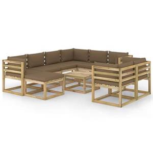 VIDAXL 10-tlg. Garten-lounge-set Mit Kissen Imprägniertes Kiefernholz