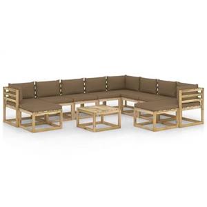 VIDAXL 11-tlg. Garten-lounge-set Mit Kissen Imprägniertes Kiefernholz