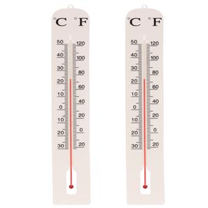 Merkloos Set van 2x witte thermometers voor binnen en buiten cm -