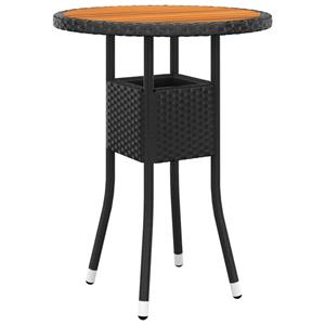 Tuintafel 60x75 cm acaciahout en poly rattan zwart