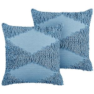 Beliani RHOEO Set van 2 kussens Blauw