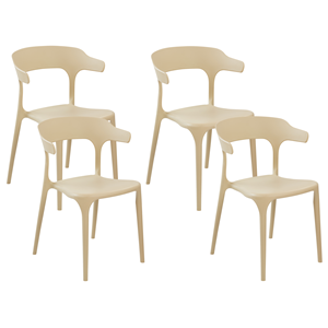 Beliani - Indoor & Outdoor Stuhl 4er Set Kunststoff beige stapelbar Skandi Modern Gubbio - Beige