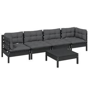 VidaXL 5-delige Loungeset met kussens massief grenenhout