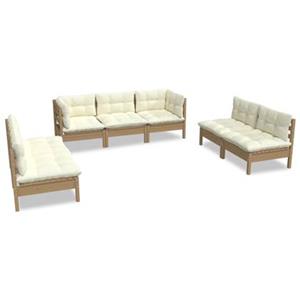 VIDAXL 7-tlg. Garten-lounge-set Mit Kissen Kiefer Massivholz